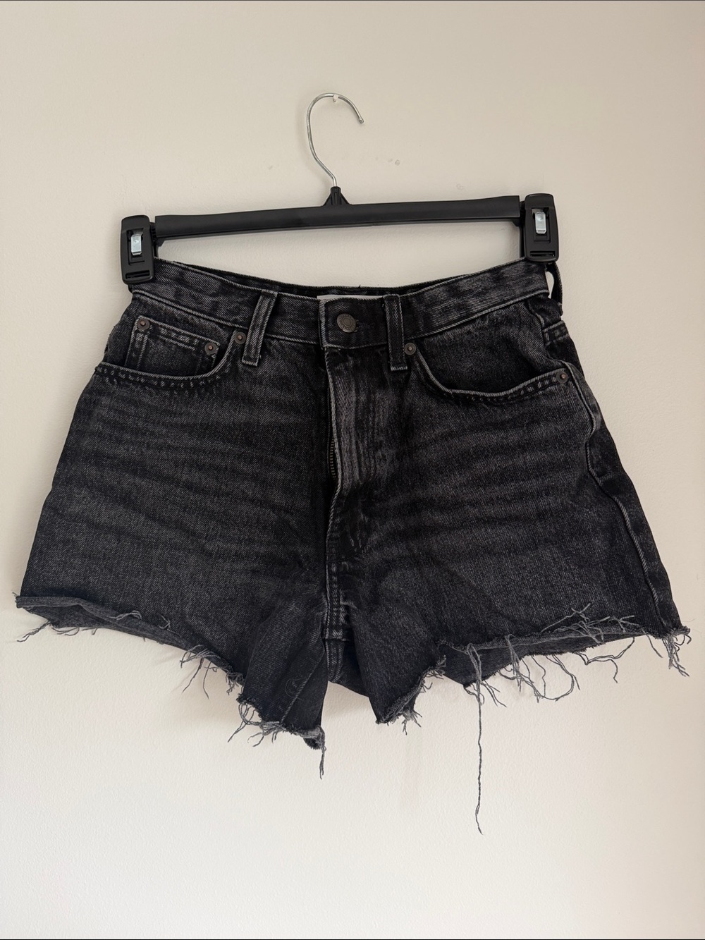 TOPSHOP Black Denim Shorts, Size 4